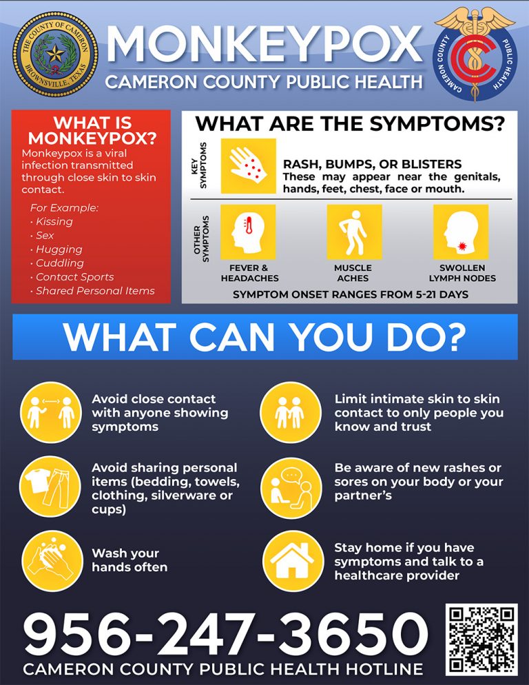 CCPH Monkeypox information flyer Cameron County Public Health