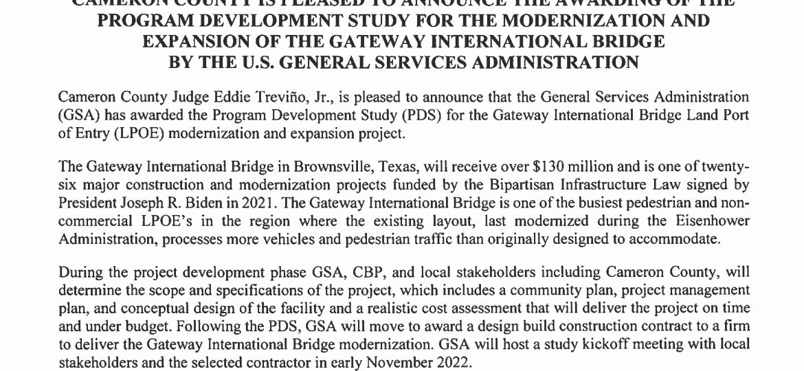 11.2.22 Gateway International Bridge Awarded the Program Development Study by the GSA for Modernization and Expansion_Page_1