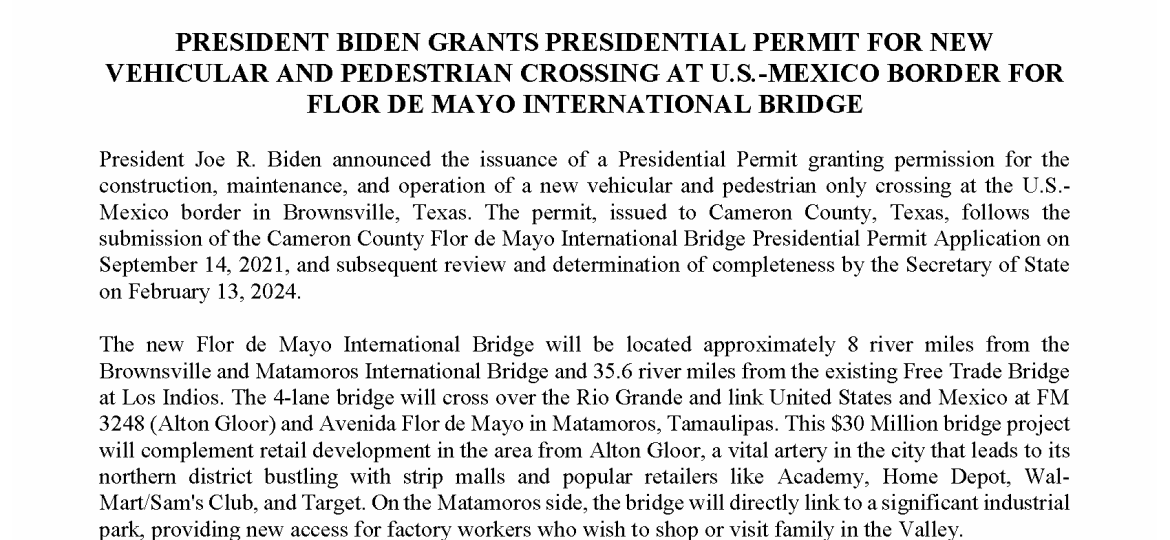 06.03.2024 Press Release - Flor De Mayo - Presidential Permit_Page_1