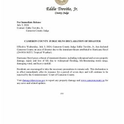 2024.7.5 Press Release Declaration Of Disaster Hurricane Beryl 004