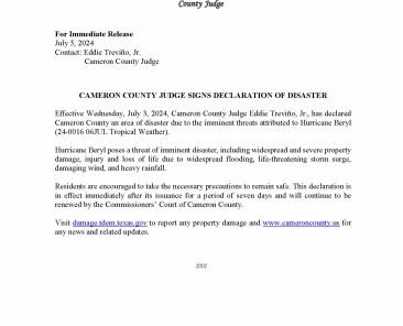 2024.7.5 Press Release Declaration of Disaster Hurricane Beryl (004)