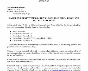 Press Release _Temporary Closure of County Beach Access Areas_7-7-24