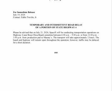 Road Delay Press Release.07.21.2024