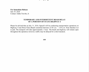 Road Delay Press Release.07.31.2024