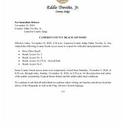 PR Cameron County Reopening Of Beaches English 11 10 24  Revised 003