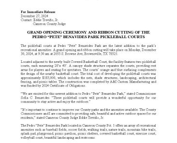 12.27.24 Pickleball Court Press Release