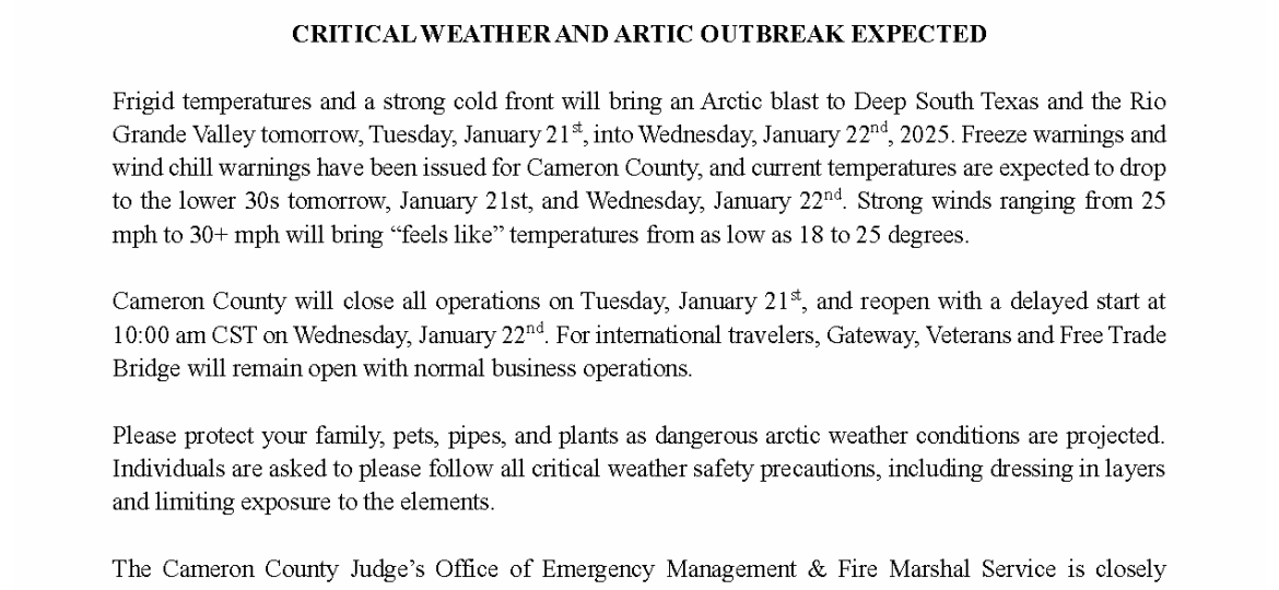 Press Release Artic Blast 1.21.2025