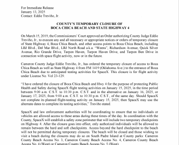 Press Release on Order of Closure Related to SpaceX Flight.01.15.2025 (002)