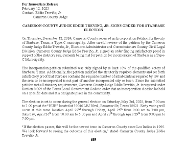 PR_Starbase _Election_Press Release_2-12-25