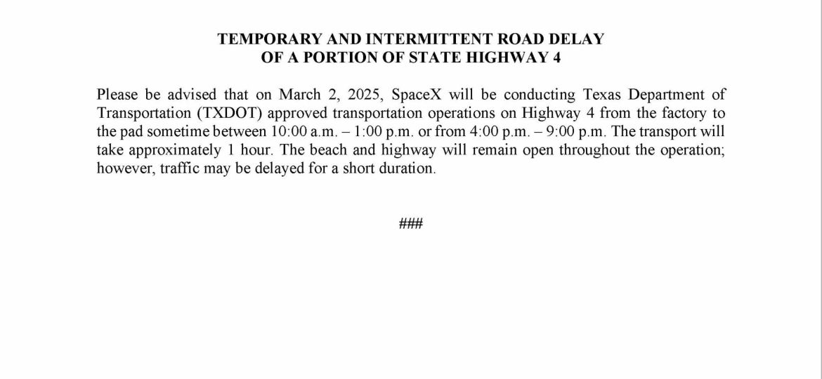 Road Delay Press Release.03.02.25pm